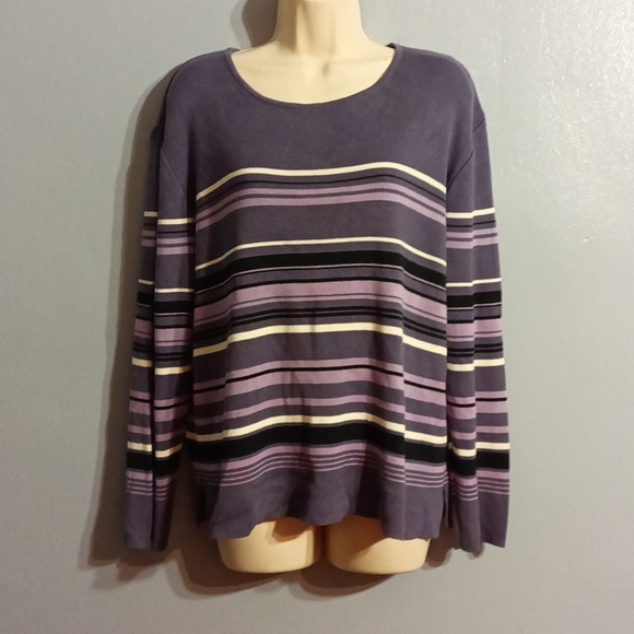 Style &Co. Collection purple striped sweater - Picture 1 of 17